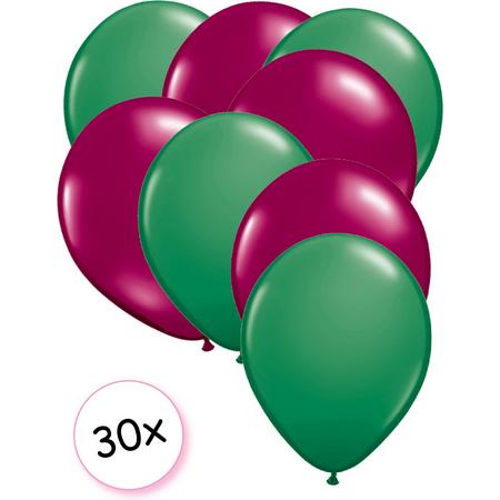 Ballonnen Groen & Fuchsia 30 stuks 27 cm